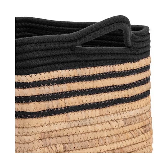 Seville Classics Medium Cube Water Hyacinth & Rope Basket